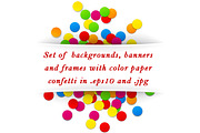 Cards set with color paper confetti