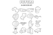 Future icons set, outline style