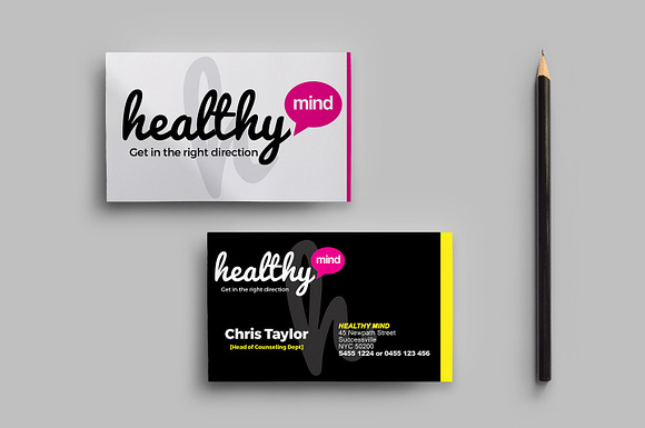 Healthy Mind Business Card Template in Business Card Templates - product preview 3