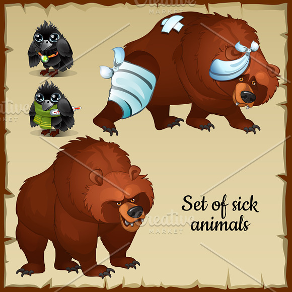 Evil and sick brown bear in Illustrations - product preview 1