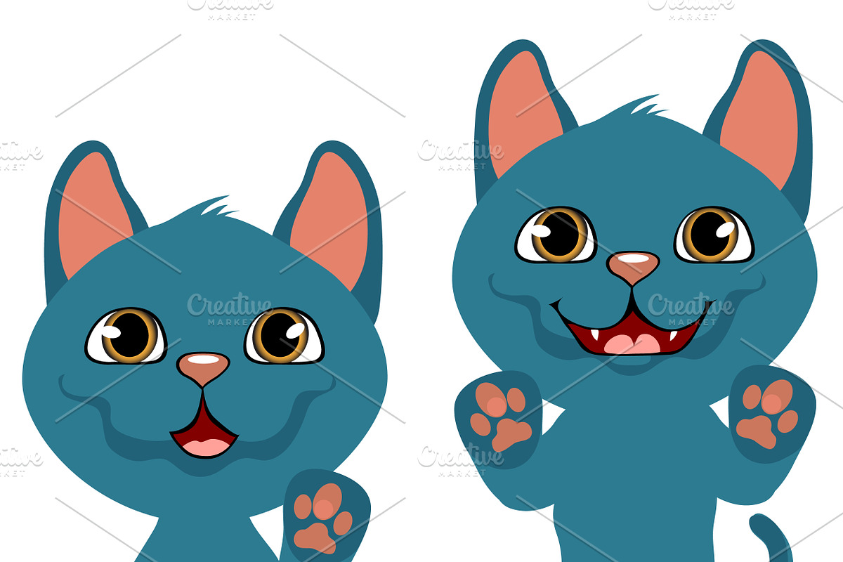 Blue cartoon kitten, cat animation  in Illustrations - product preview 8
