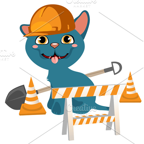 Blue cartoon kitten, cat animation  in Illustrations - product preview 2