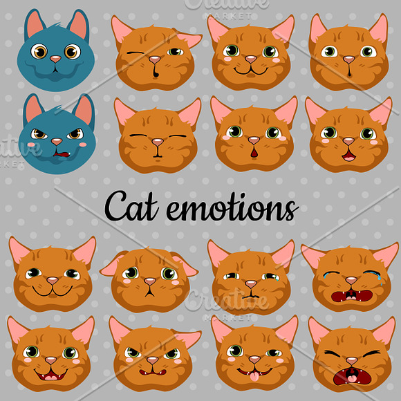 Cats expressing emotions in Illustrations - product preview 1