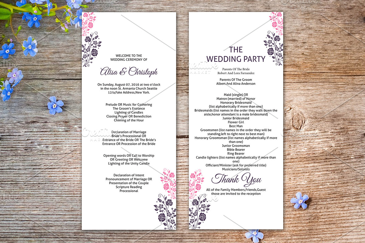Wedding Ceremony Program Template in Stationery Templates - product preview 8