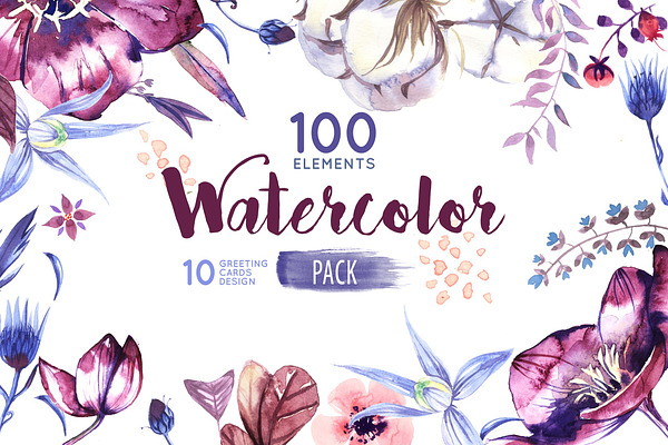 Watercolor Flowers Pack