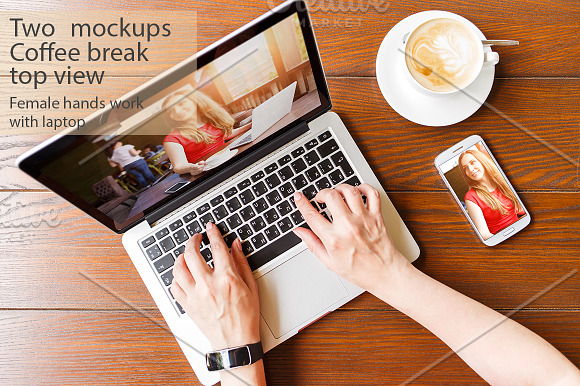 Mockup set of coffee break image in Mobile & Web Mockups - product preview 1