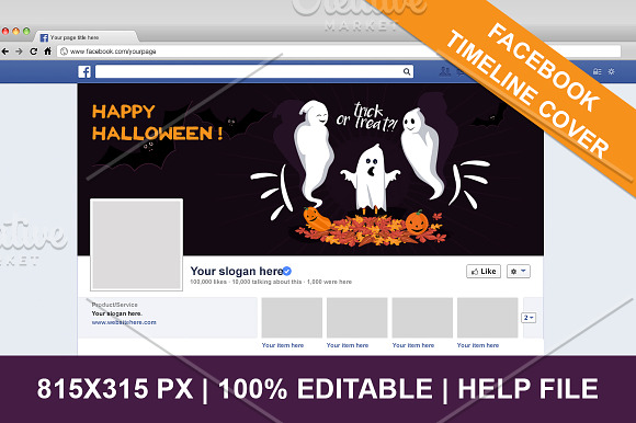 Halloween Facebook Timeline Cover in Website Templates - product preview 3