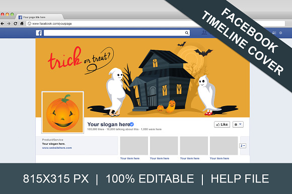 Halloween Facebook Timeline Cover in Website Templates - product preview 2