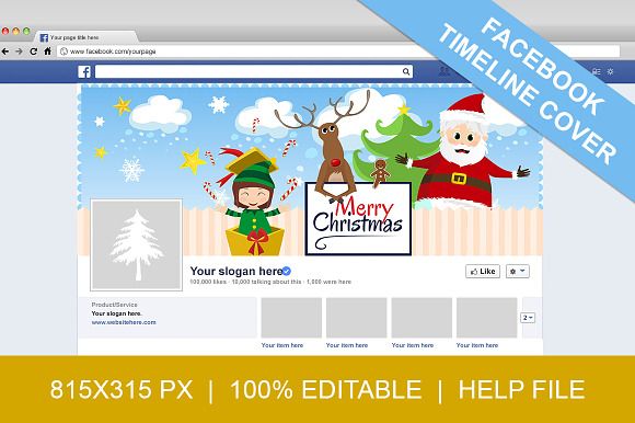 Christmas Facebook Timeline Cover in Website Templates - product preview 2