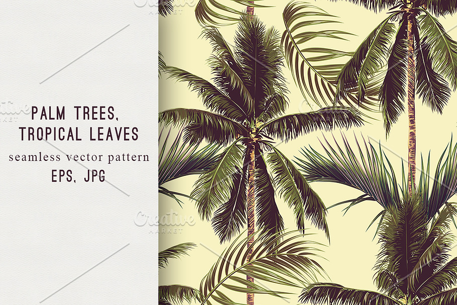 Palm trees,tropical leaves pattern in Patterns - product preview 8