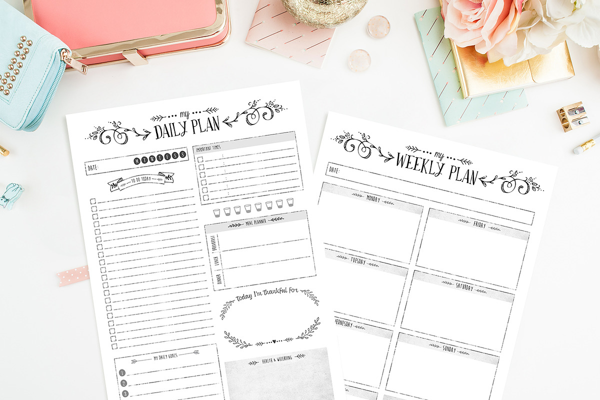 Bundle ~ Daily & Weekly Planners in Stationery Templates - product preview 8