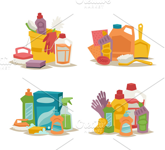 Housewife girl cleaning equipment in Illustrations - product preview 1