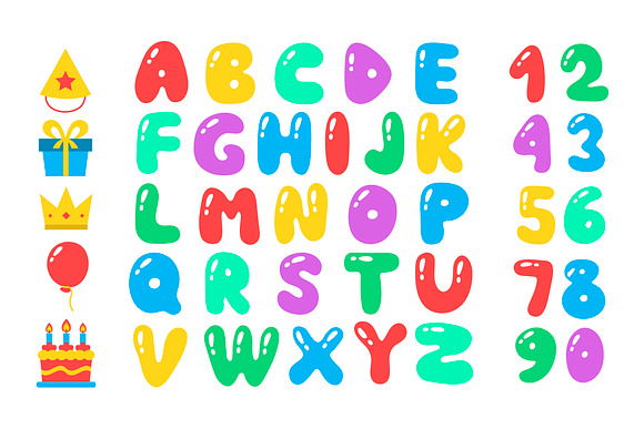 Happy birthday cartoon alphabet set in Illustrations - product preview 1
