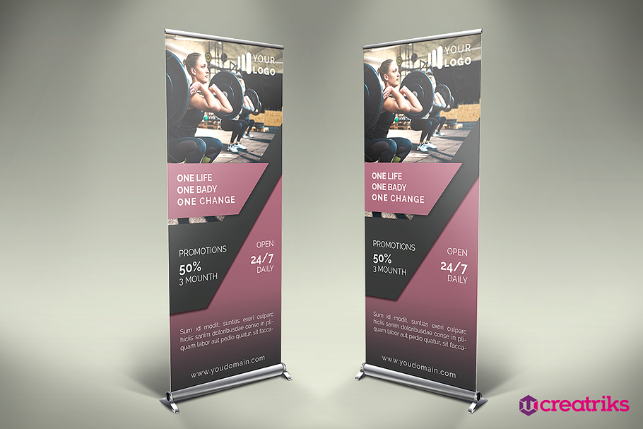 Gym Roll-Up Banner - v005 in Presentation Templates - product preview 8