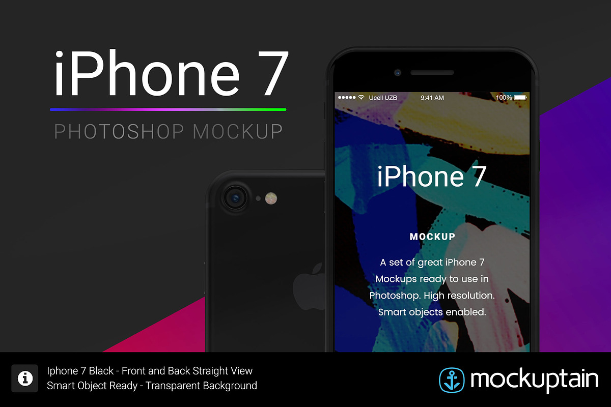Iphone 7 Mockup Straight Black in Mobile & Web Mockups - product preview 8
