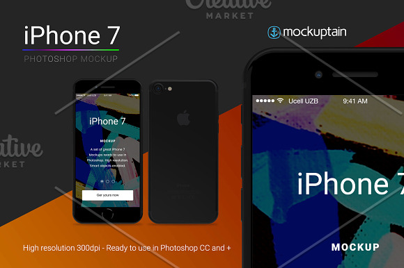 Iphone 7 Mockup Straight Black in Mobile & Web Mockups - product preview 1