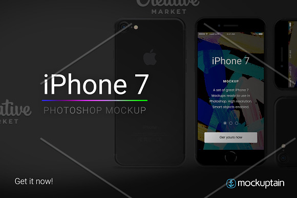 Iphone 7 Mockup Straight Black in Mobile & Web Mockups - product preview 4