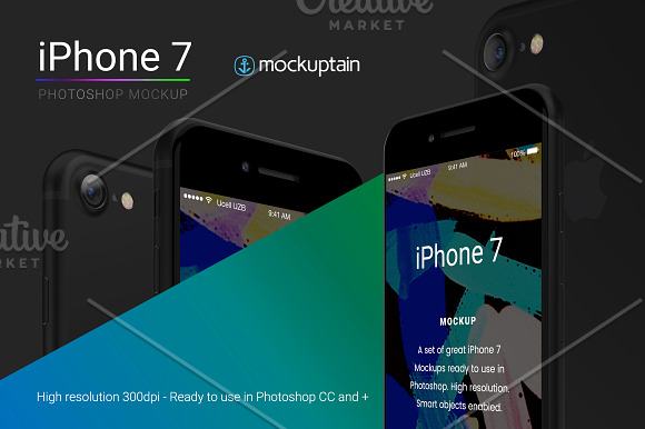 Iphone 7 Mockup Angled Black in Mobile & Web Mockups - product preview 1
