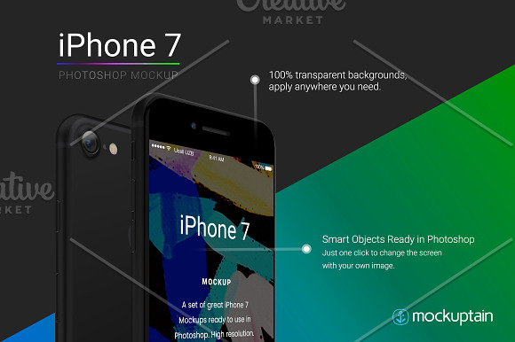 Iphone 7 Mockup Angled Black in Mobile & Web Mockups - product preview 2