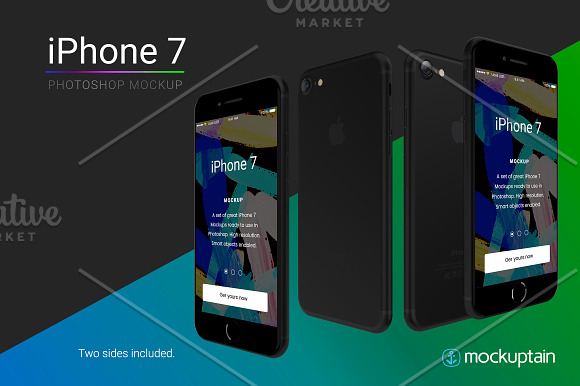 Iphone 7 Mockup Angled Black in Mobile & Web Mockups - product preview 4