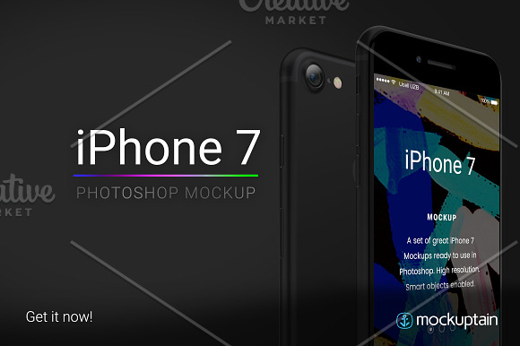 Iphone 7 Mockup Angled Black in Mobile & Web Mockups - product preview 5