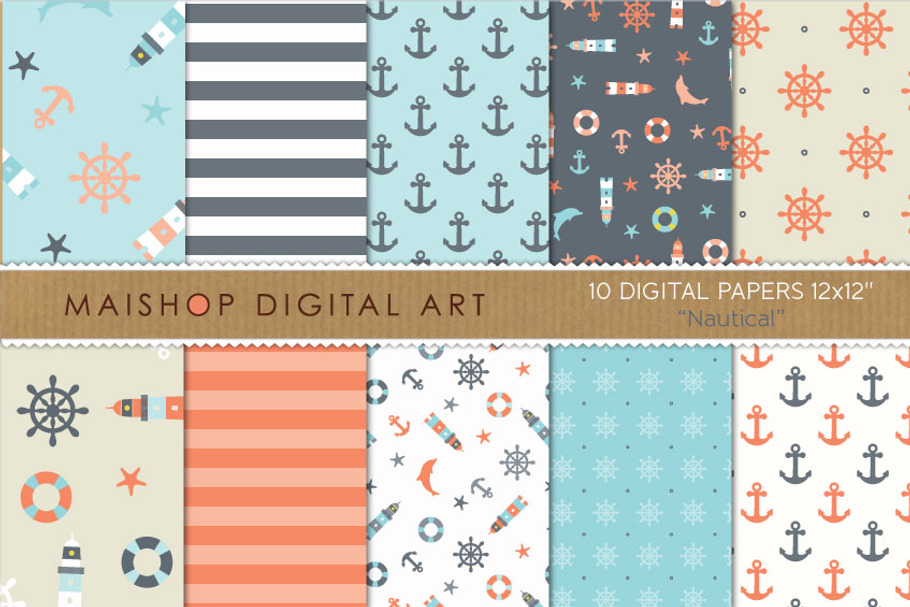 Digital Paper - Nautical in Patterns - product preview 8