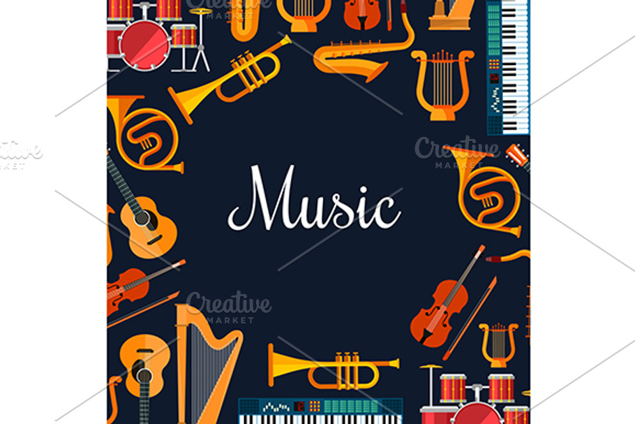 Music poster with instruments