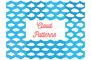 Cartoon pattern clouds in blue sky