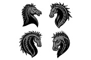 Heraldic icons of furious horses