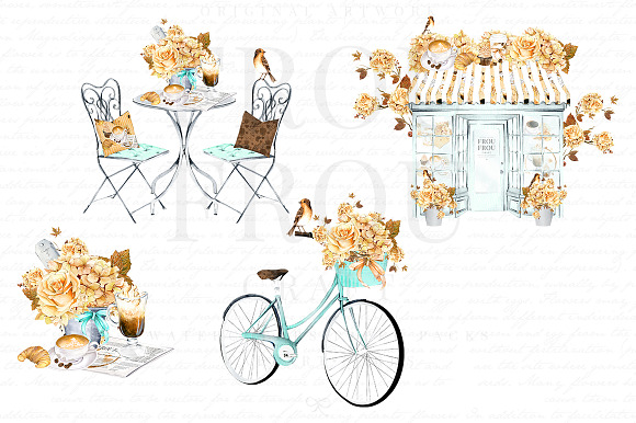 Watercolor Coffee Paris Cafe Clipart in Illustrations - product preview 1