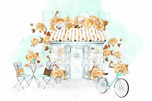 Watercolor Coffee Paris Cafe Clipart in Illustrations - product preview 3