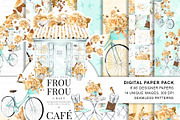 Coffee Digital Paper Pack Paris Cafe