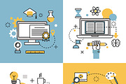 Online education icons vector