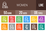50 Women Line Multicolor Icons