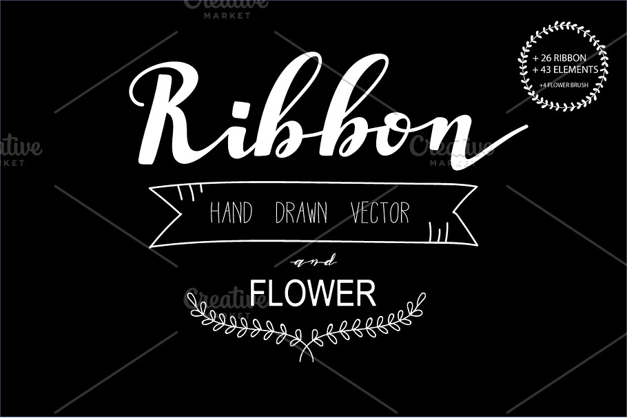 Hand drawn Ribbon and element in Illustrations - product preview 8