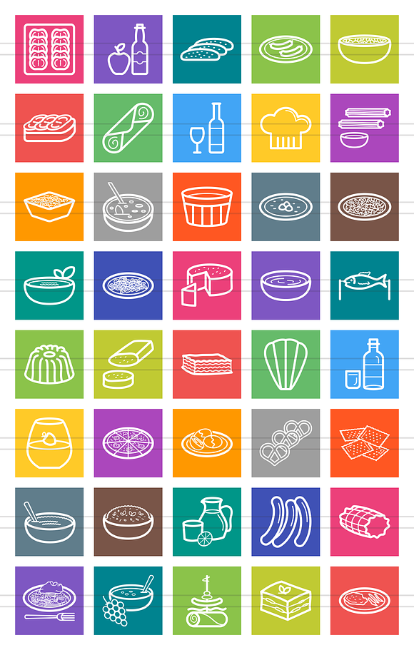 40 Cuisine Line Multicolor Icons in Graphics - product preview 1