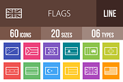 60 Flags Line Multicolor Icons