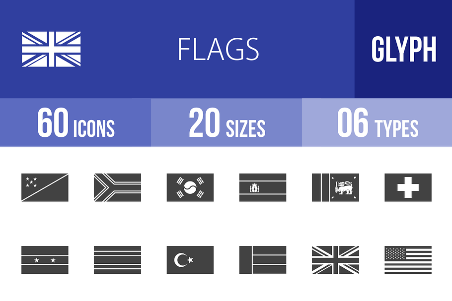 60 Flags Glyph Icons