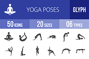 50 Yoga Poses Glyph Icons