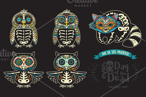Sugar skulls vector set in Illustrations - product preview 2