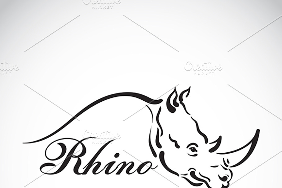 Vector of hand sketch a rhino head. in Graphics - product preview 8