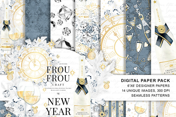 New Year Eve Digital Paper Pack
