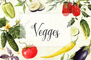 Watercolor Set of Vegetables