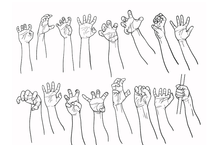 Set of hands in many gesture in Illustrations - product preview 8