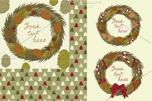 Vector Christmas set. Wrapping paper in Illustrations - product preview 1