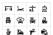 Set icons of car service equipment