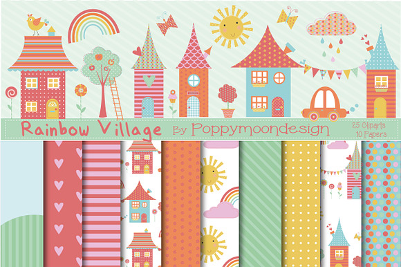 Rainbow village in Illustrations - product preview 2