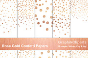 Rose Gold Confetti Papers Png+Jpg