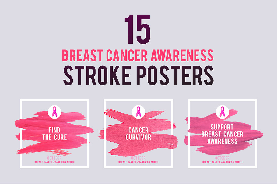 15 BREAST CANCER STROKE POSTERS in Illustrations - product preview 8