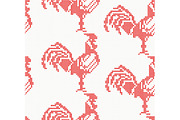 Knitted Rooster Seamless Pattern